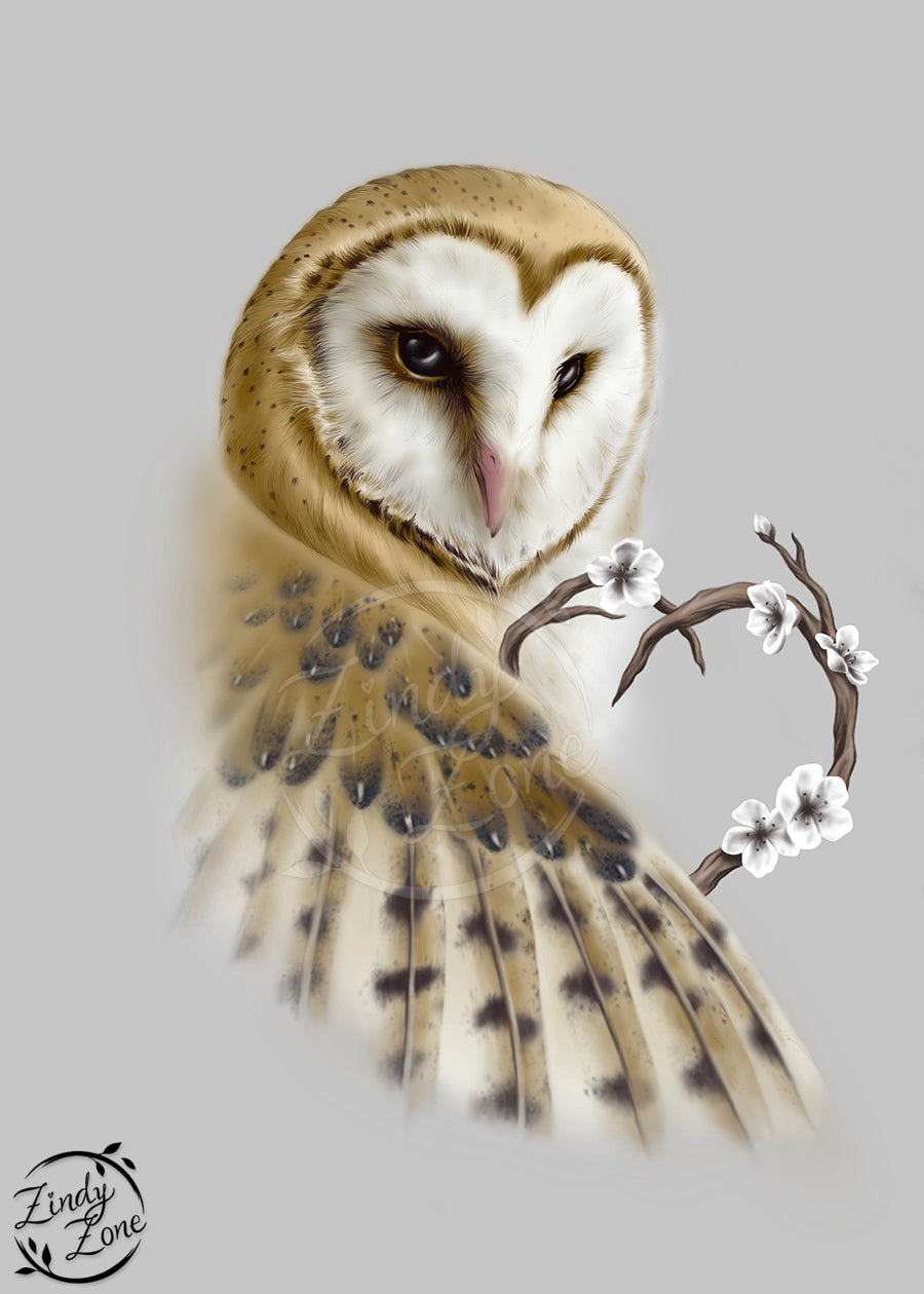 Barn Owl Protector of the heart Art Print