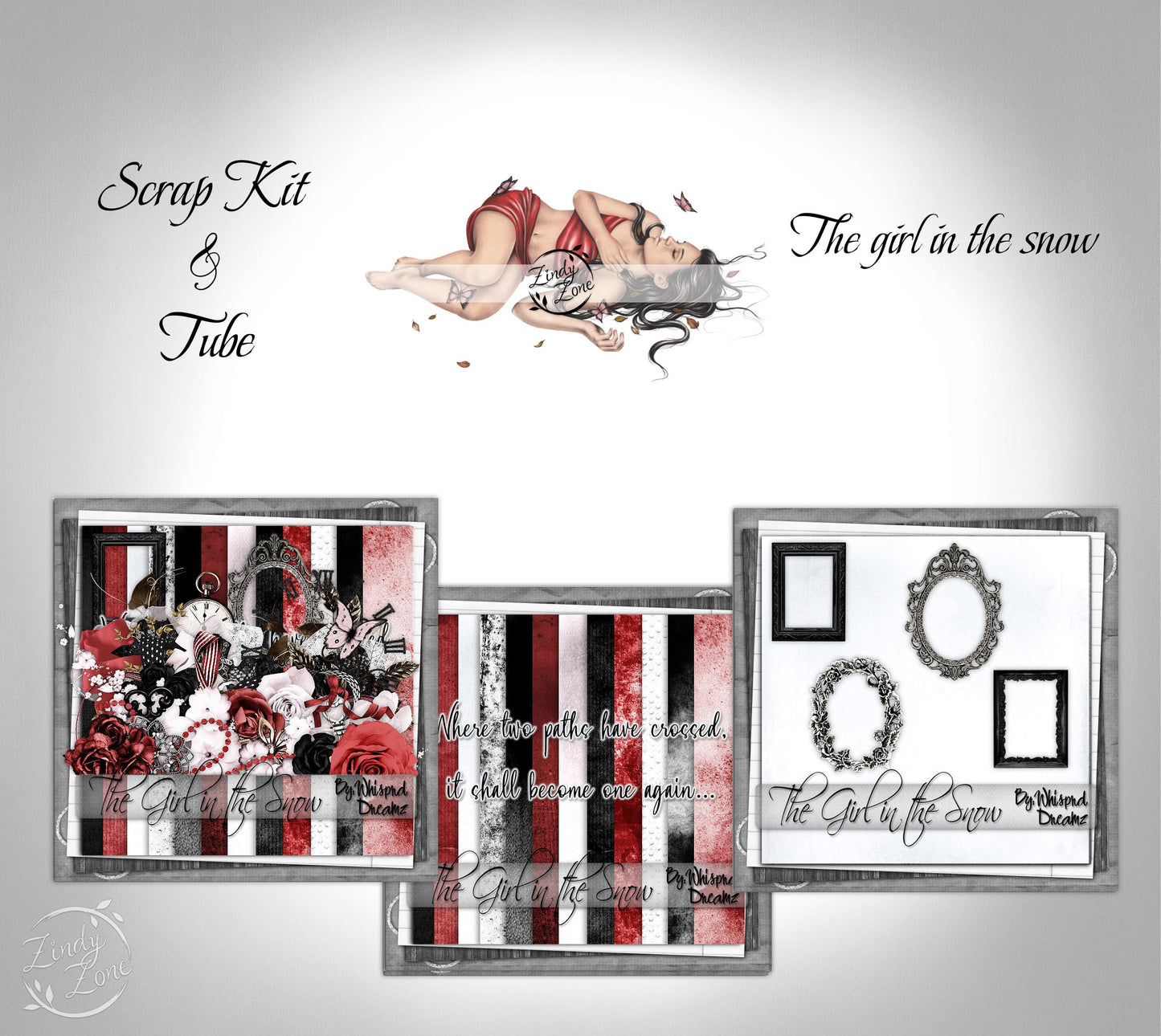 Girl in the snow - Scrap Kit and Tube Pack