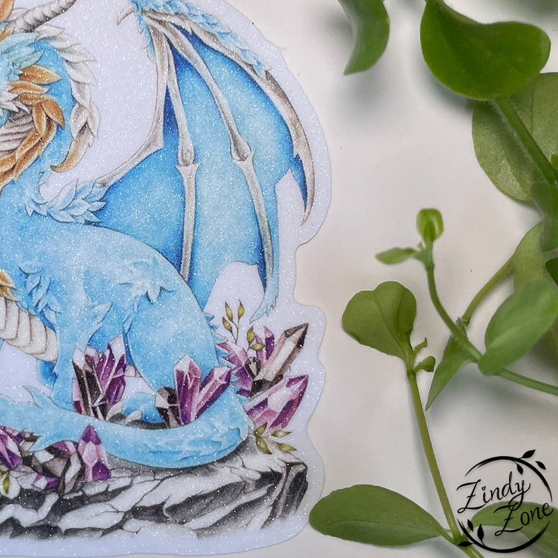Moon Dragon Glitter Sticker