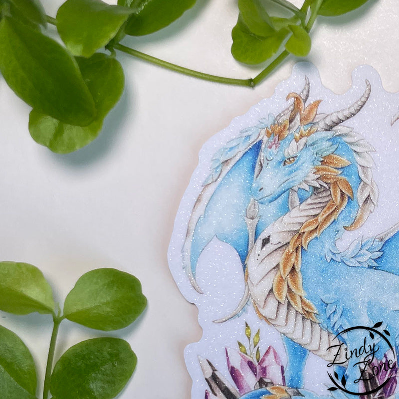 Moon Dragon Glitter Sticker