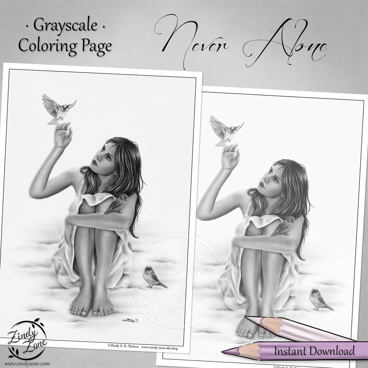 Never Alone Grayscale Coloring Page