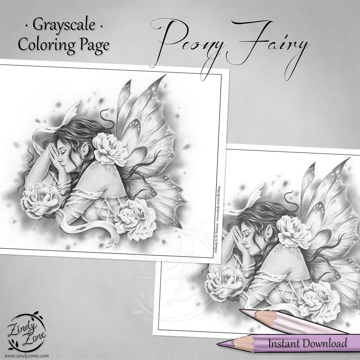 Peony Flower Fairy Coloring Page
