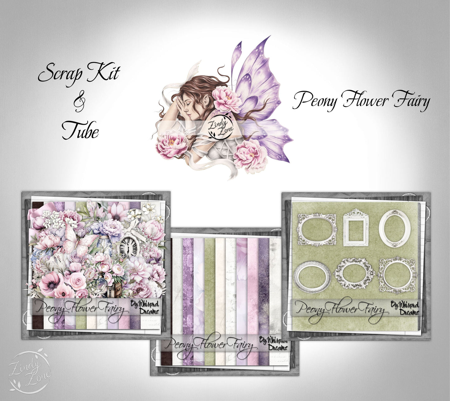 Peony Flower Fairy - Scrap Kit and Tube Pack