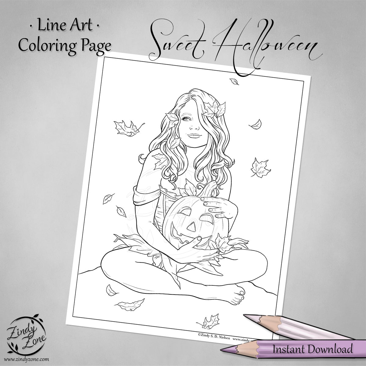 Sweet Halloween Line Art Coloring Page
