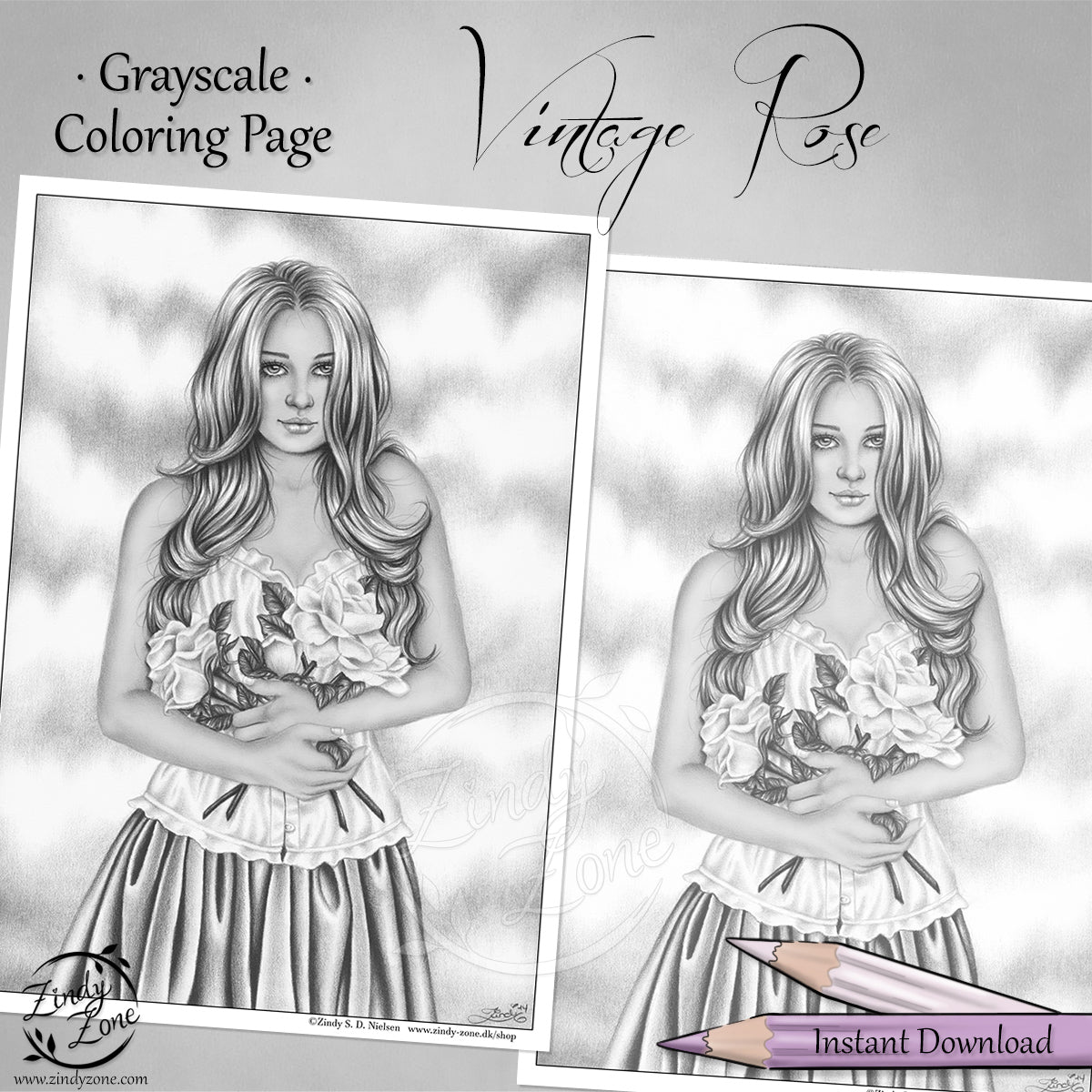 Vintage Rose Coloring Page