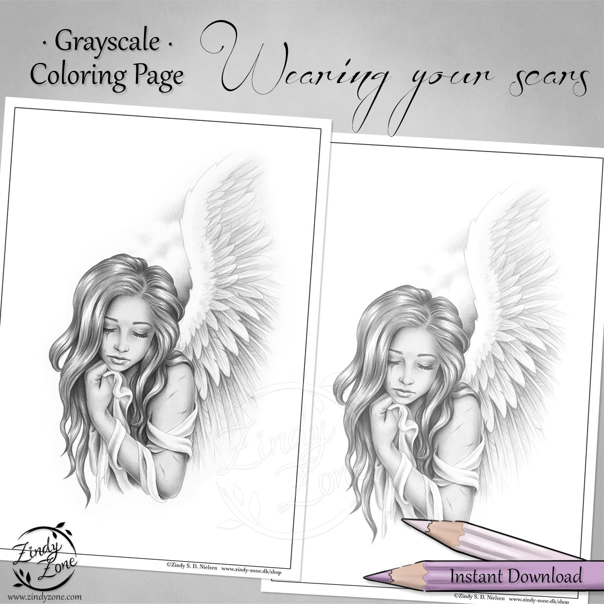 Wearing your scars Grayscale Coloring Page
