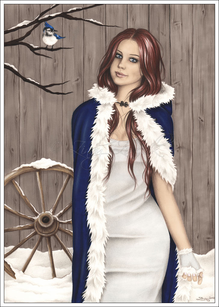 Winter Fairytale Grayscale Coloring Page