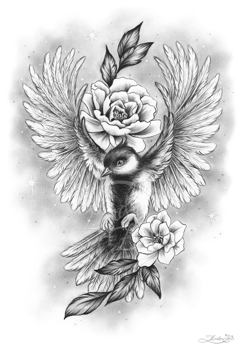 Bird and Flower Original Artwork