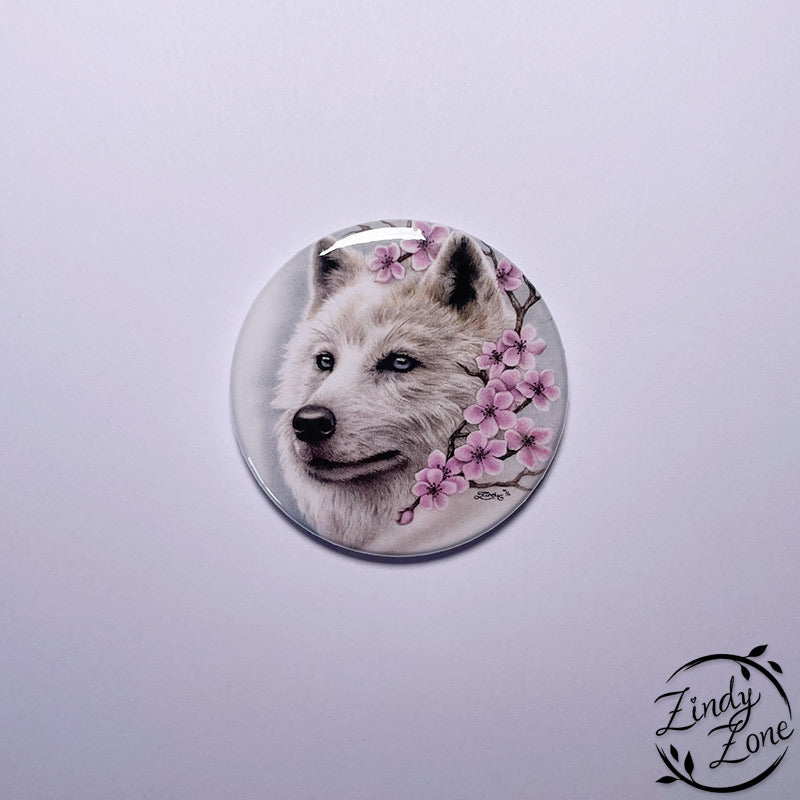 Cherry Blossom Wolf Badge