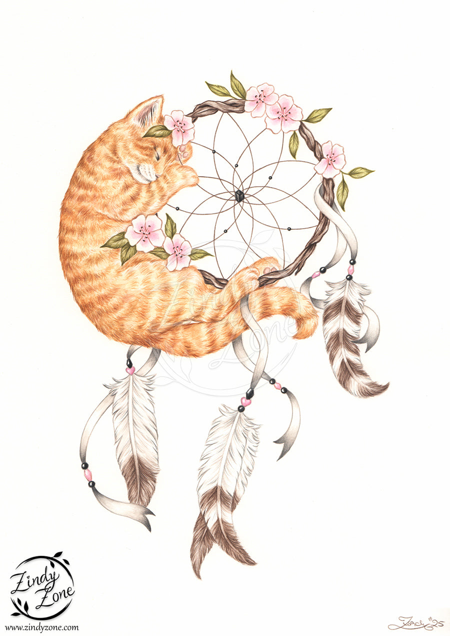 Dreamcatcher Kitty Art Print