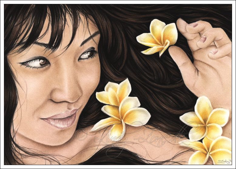 Flower Girl Plumeria Drawing Original Artwork