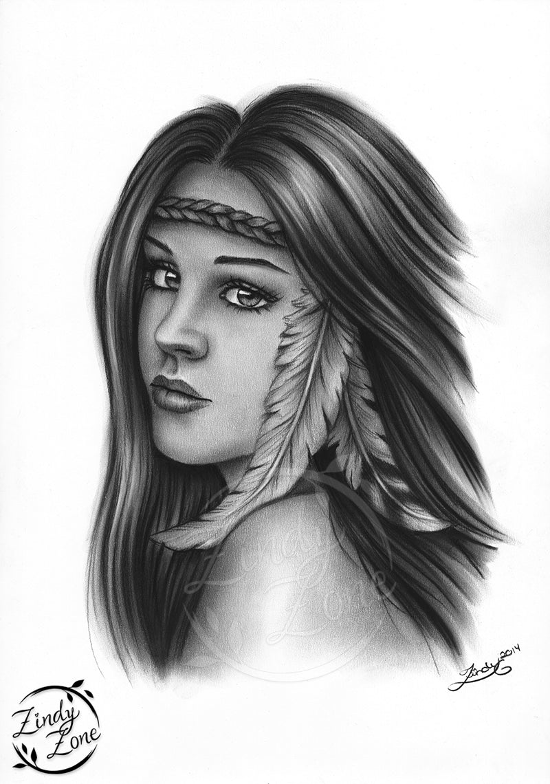 Girl with the feathers Original Artwork