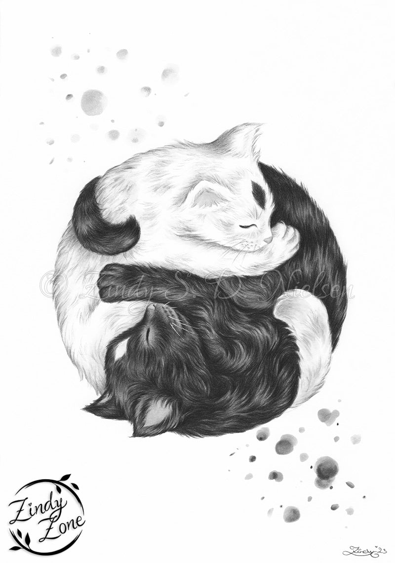 Yin Yang Kittens Art Print