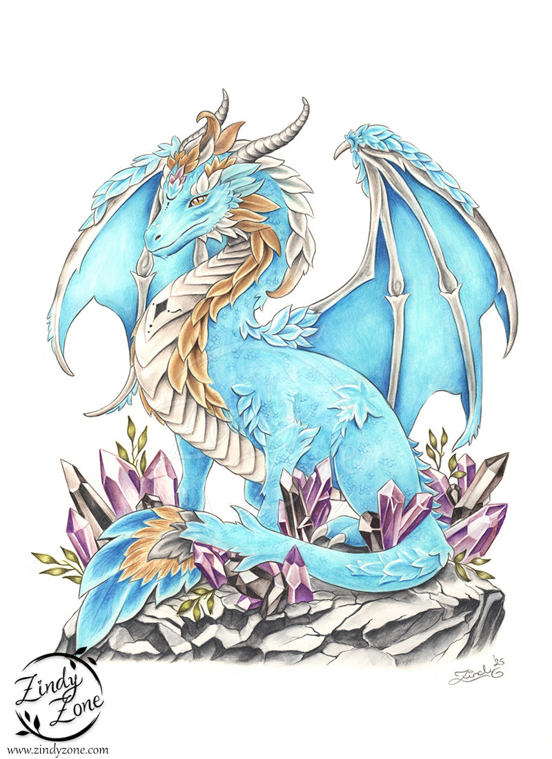 Moon Dragon Grayscale Coloring Page