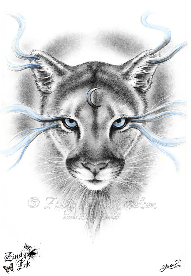 Moon Spirit Mountain Lion Original Artwork