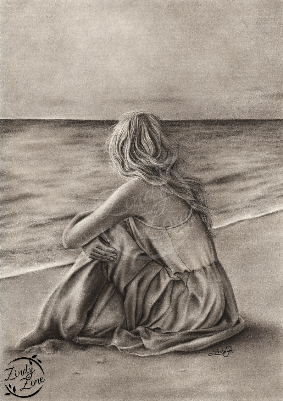 One - Girl at the beach Art Print