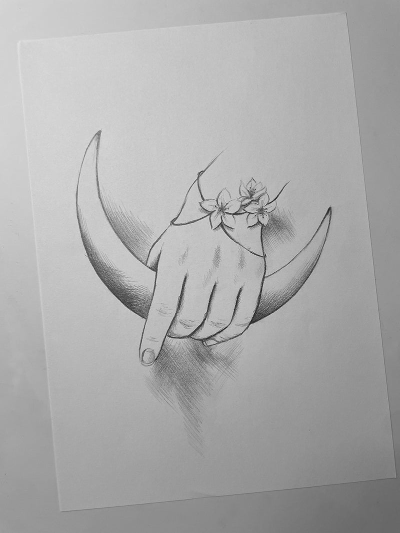 She holds the moon Sketch Original Artwork
