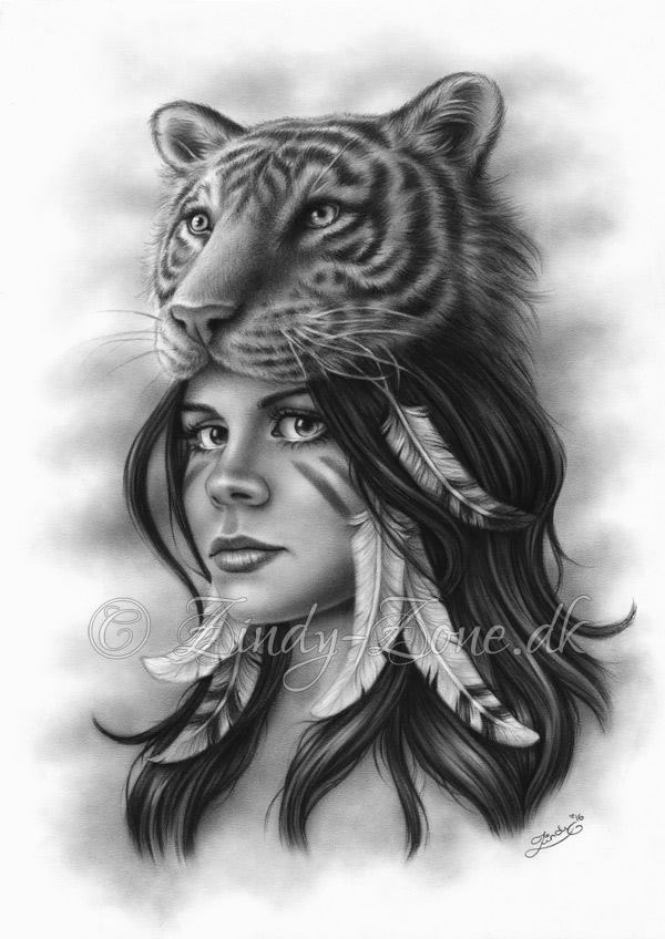 Tiger and the girl Drawing Original Artwork