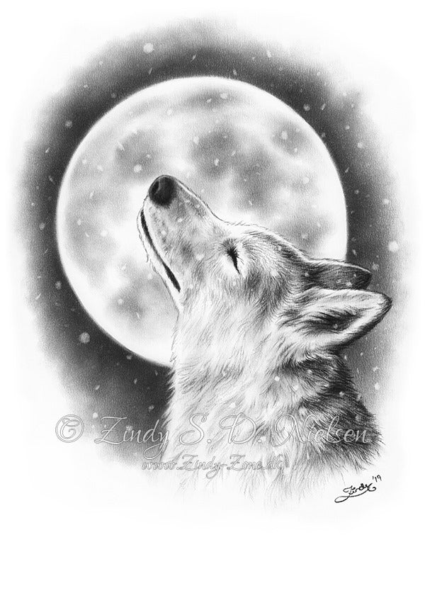 Winter Moon Wolf Original Artwork