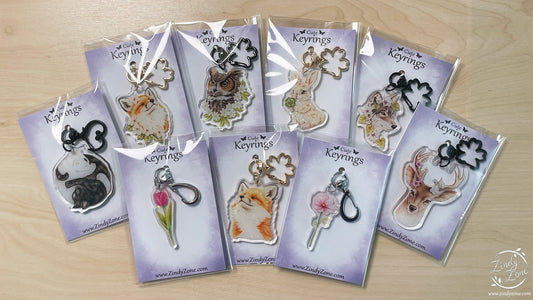 Enchanting Animals and Flowers Keyrings