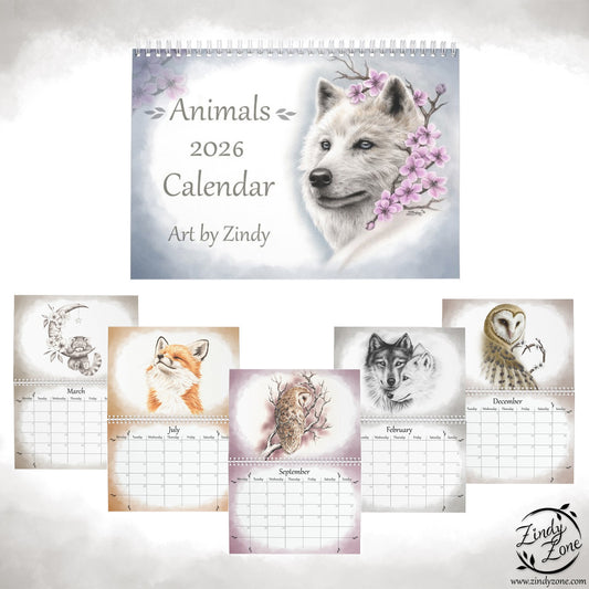 2026 Animals Art Calendar