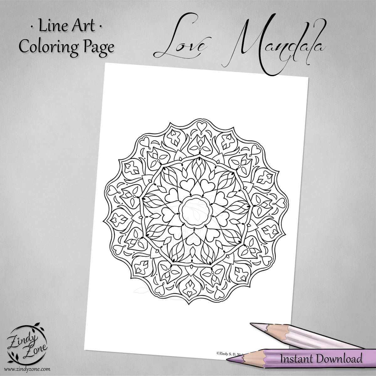 A little love Mandala Coloring Page