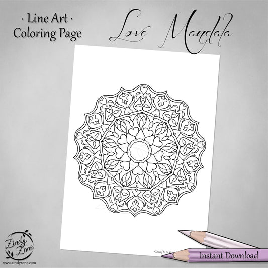 A little love Mandala Coloring Page