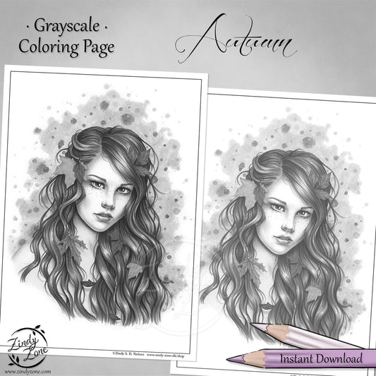 Autumn Grayscale Coloring Page