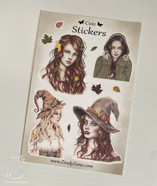 Autumn Women Stickers Sheet - Matte