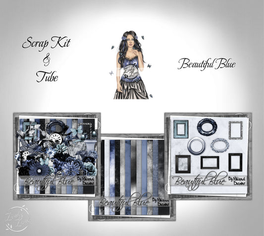 Beautiful Blue - Scrap Kit and Tube Pack