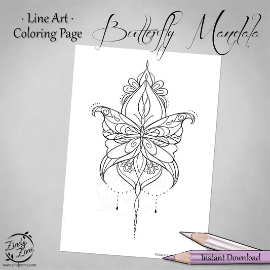 Butterfly Mandala Coloring Page