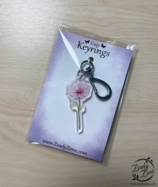 Cosmos Flower Glitter Stars Keyring