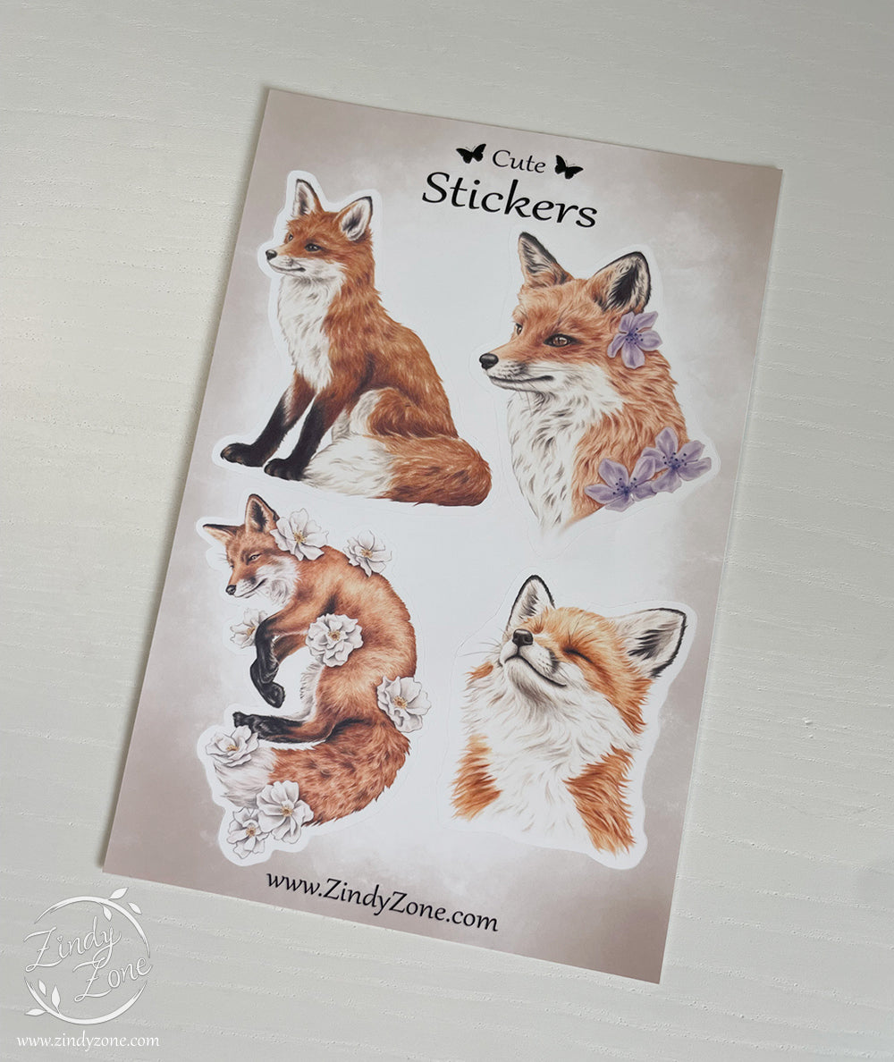 Foxes Stickers Sheet - Matte