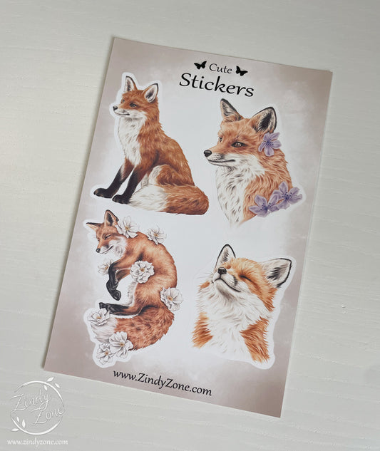 Foxes Stickers Sheet - Matte