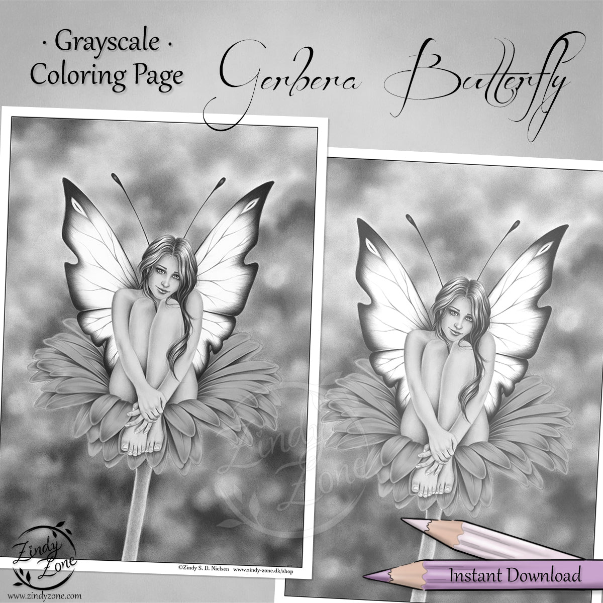 Gerbera Flower Fairy Coloring Page