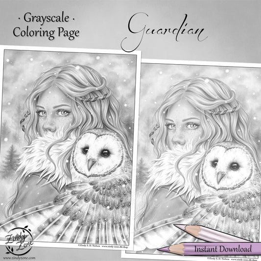 Guardian Grayscale Coloring Page