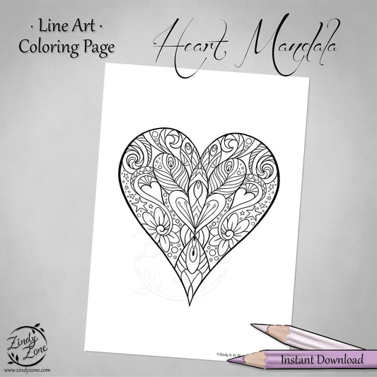 Heart Mandala Coloring Page