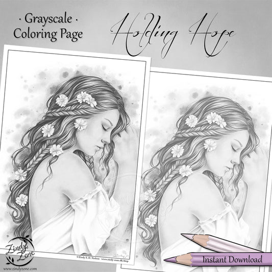 Holding Hope Grayscale Coloring Page