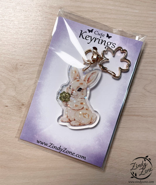 Lucky Bunny - Forest Animals - Glitter Stars Keyring