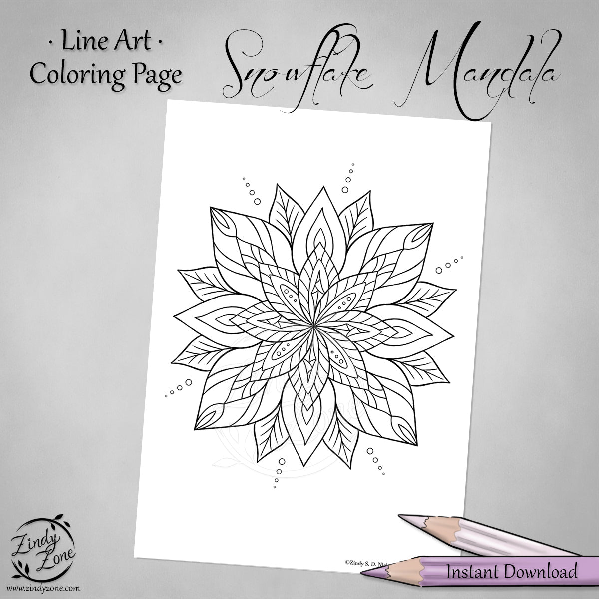 Snowflake Mandala Coloring Page