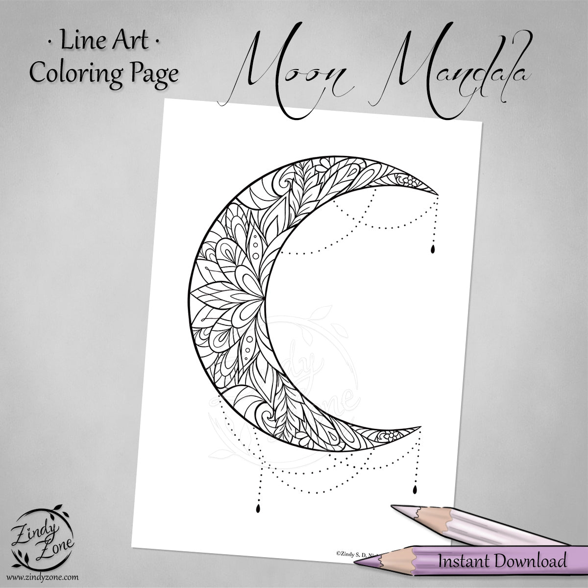 Moon Mandala Coloring Page