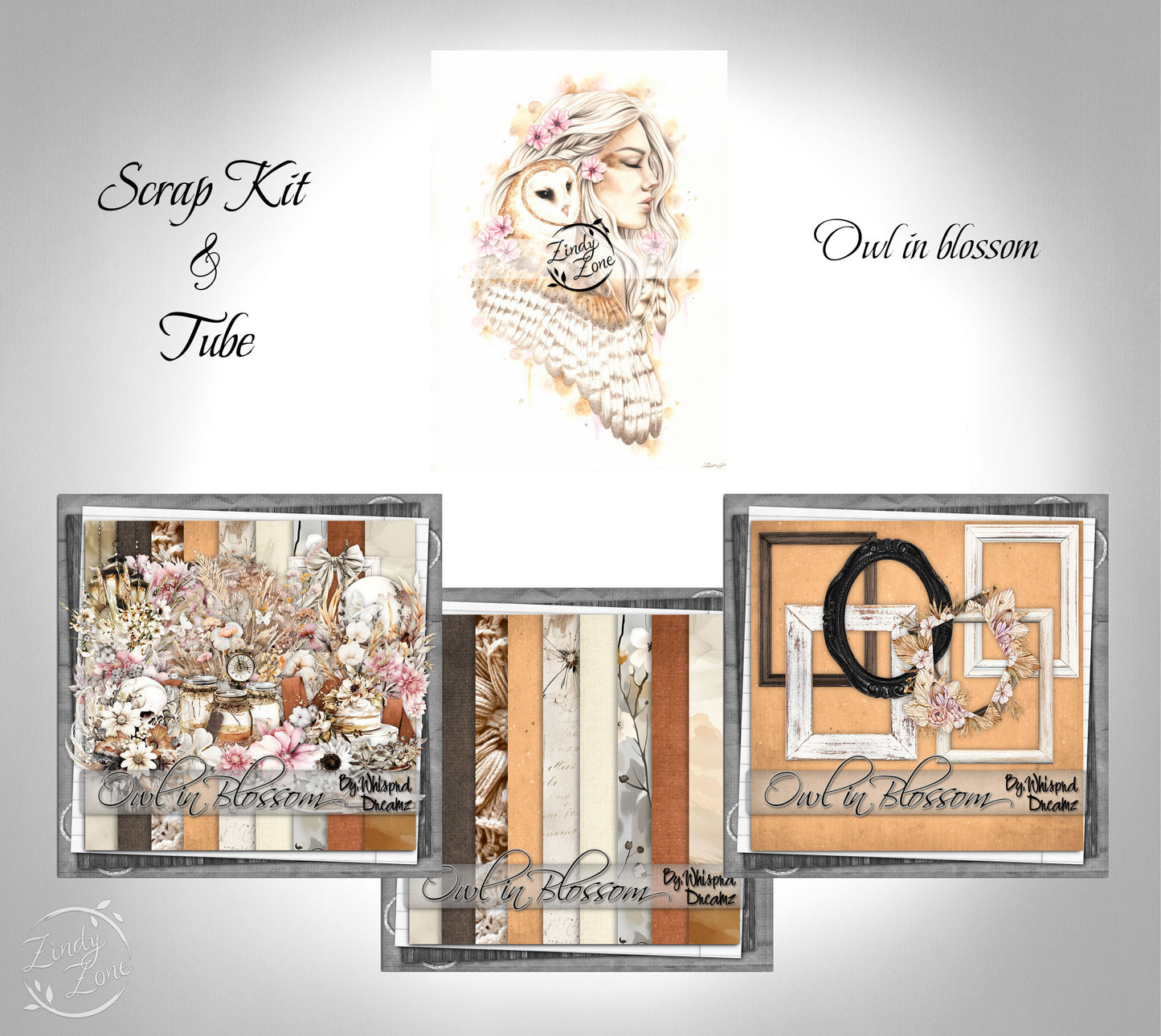 Owl in blossom - Scrap Kit and Tube Pack