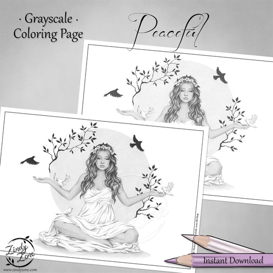 Peaceful Grayscale Coloring Page