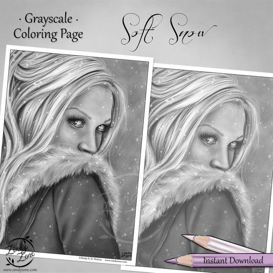 Soft Snow Grayscale Coloring Page