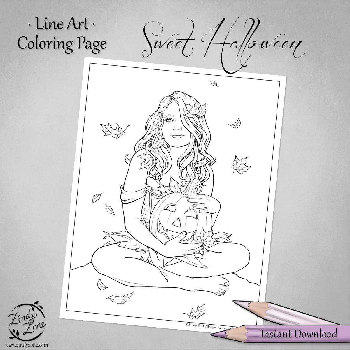 Sweet Halloween Line Art Coloring Page