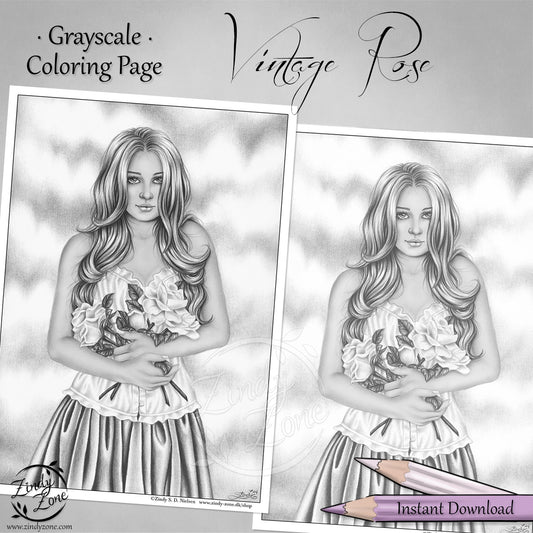 Vintage Rose Coloring Page