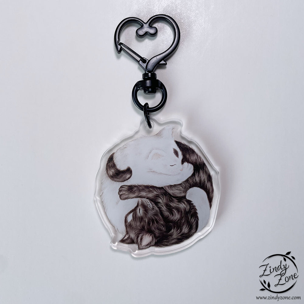 Yin Yang Kittens Keyring