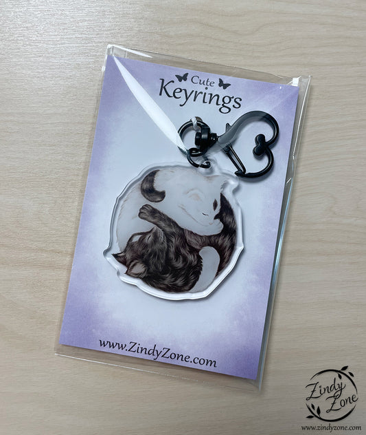Yin Yang Kittens Keyring
