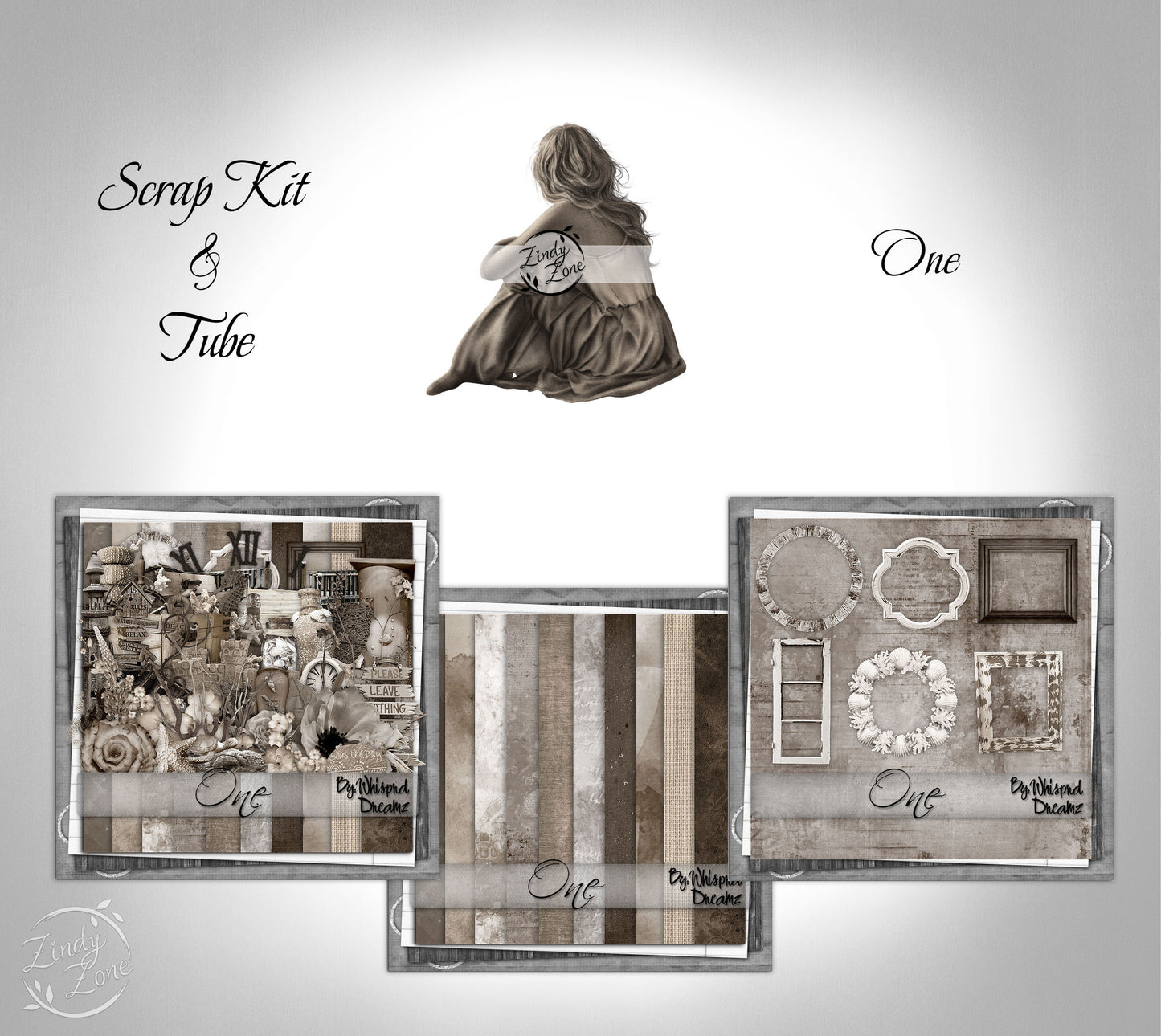 One - Girl at the beach - Scrap Kit and Tube Pack