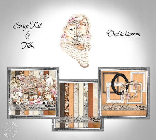 Owl in blossom - Scrap Kit and Tube Pack
